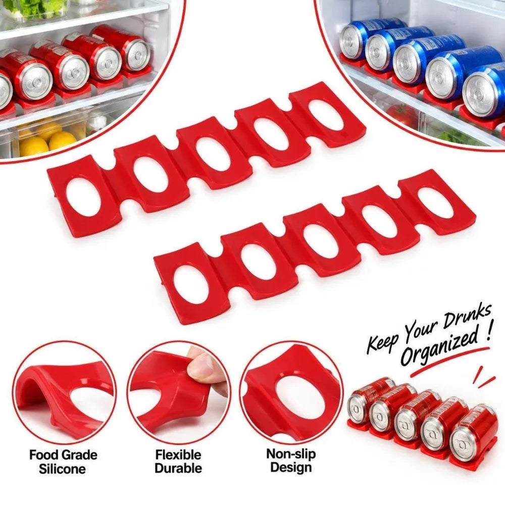 2-Pack Silicone Can & Bottle Stacking Rack – Fridge Organizer