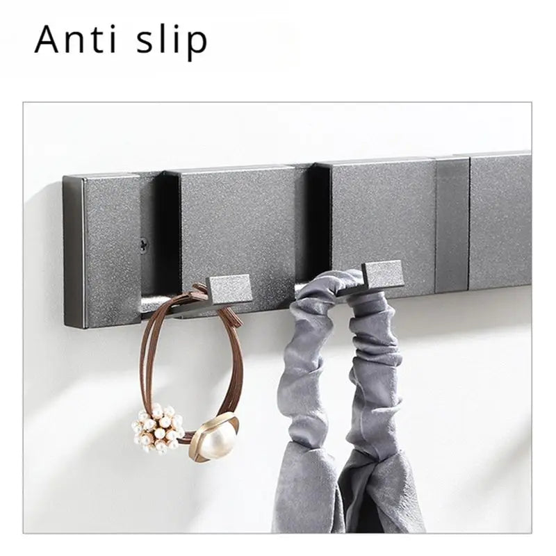 No-Drill Wall-Mounted Folding Hook – 5-Arm Space Aluminum