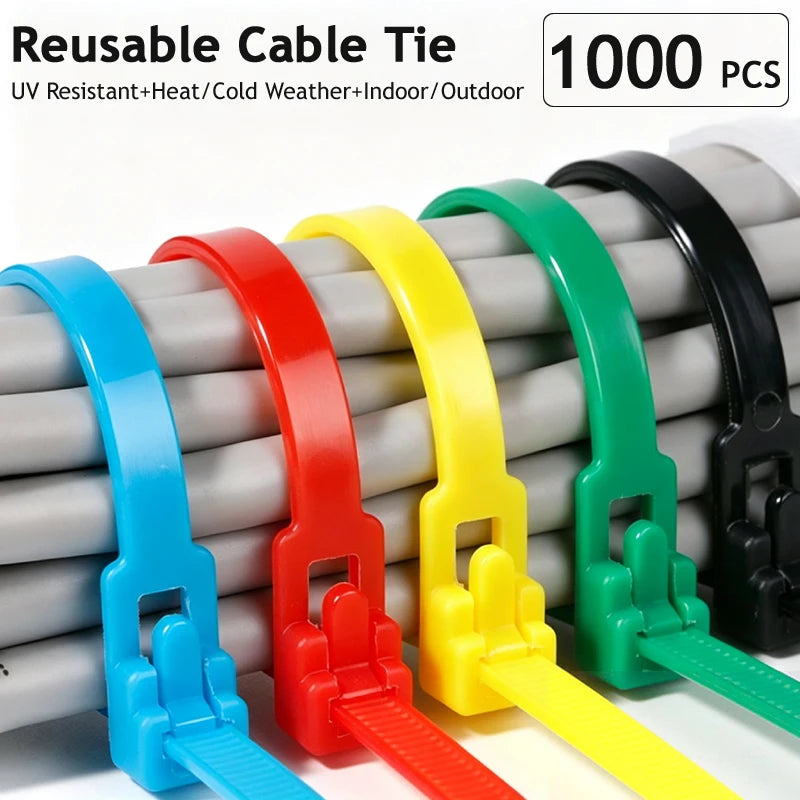 Reusable Nylon Cable Ties 50–1000 Pcs | Black & White PA66