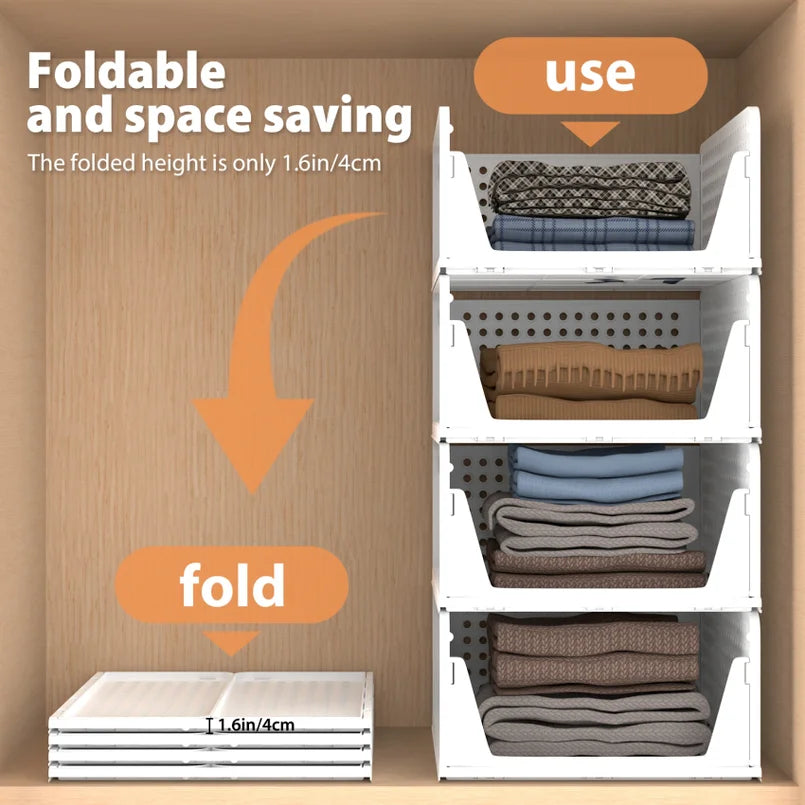 Stackable Wardrobe Storage Organiser – 4-Drawer Closet Box