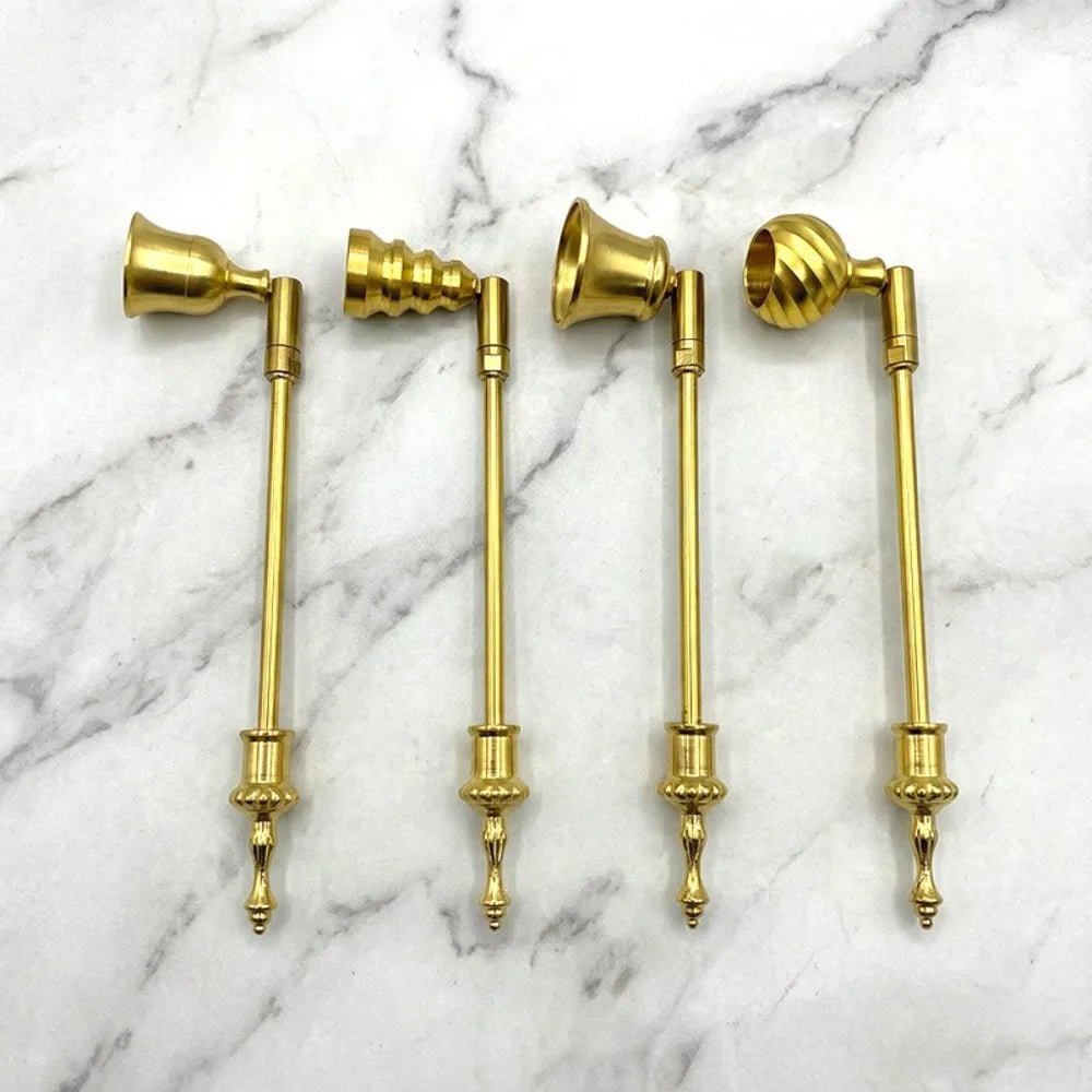 Bell-Shaped Gold Metal Candle Snuffer – Long Handle Elegant