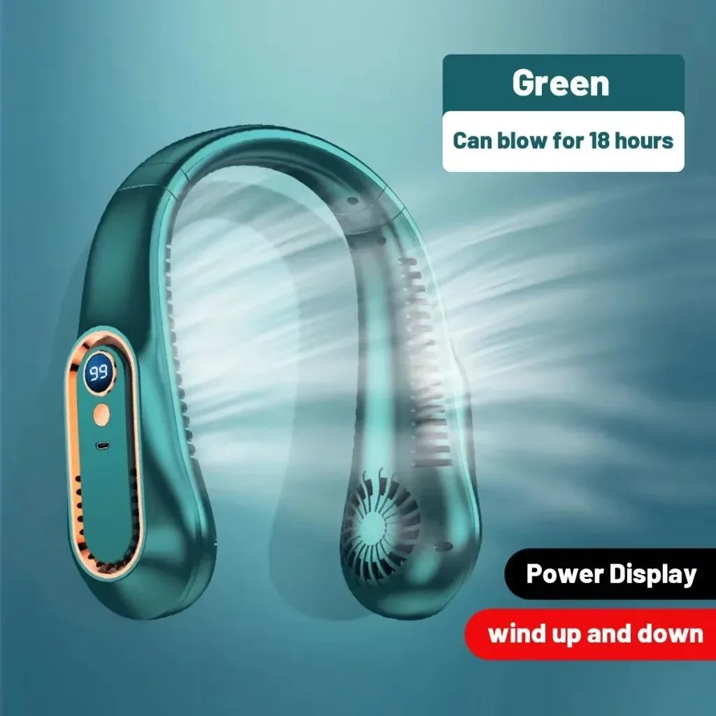 VIBE Neck Bladeless Fan USB Rechargeable 5-Speed Digital Display