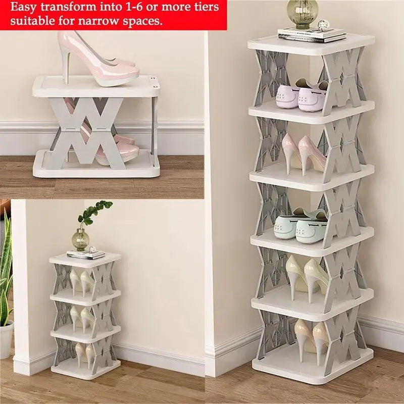 Foldable Vertical Shoe Rack – No Assembly Space-Saving Organizer