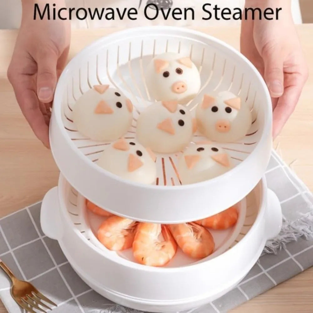 Microwave Steamer Box Multi-Layer Food-Grade PP Lid & Tray