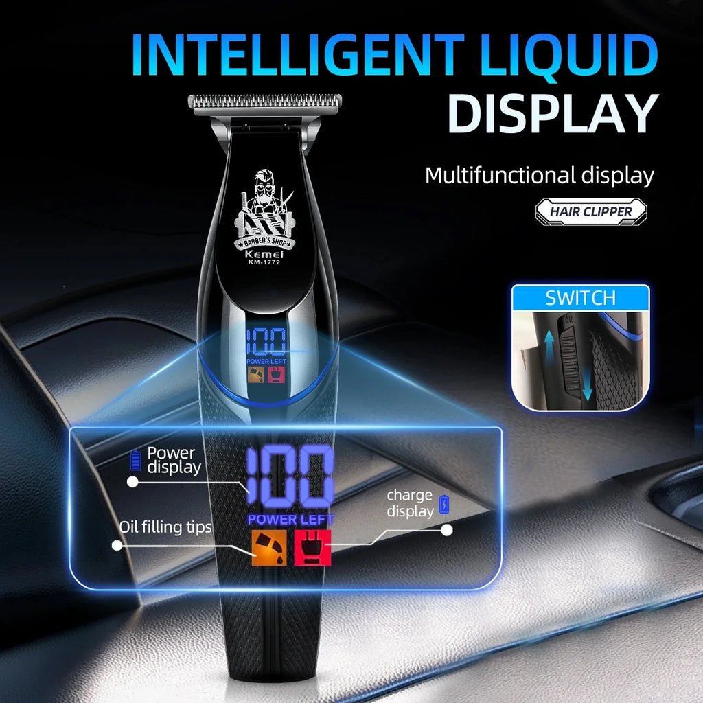 Kemei KM-1772 Cordless Hair Trimmer Clipper 7000RPM Zero Gap