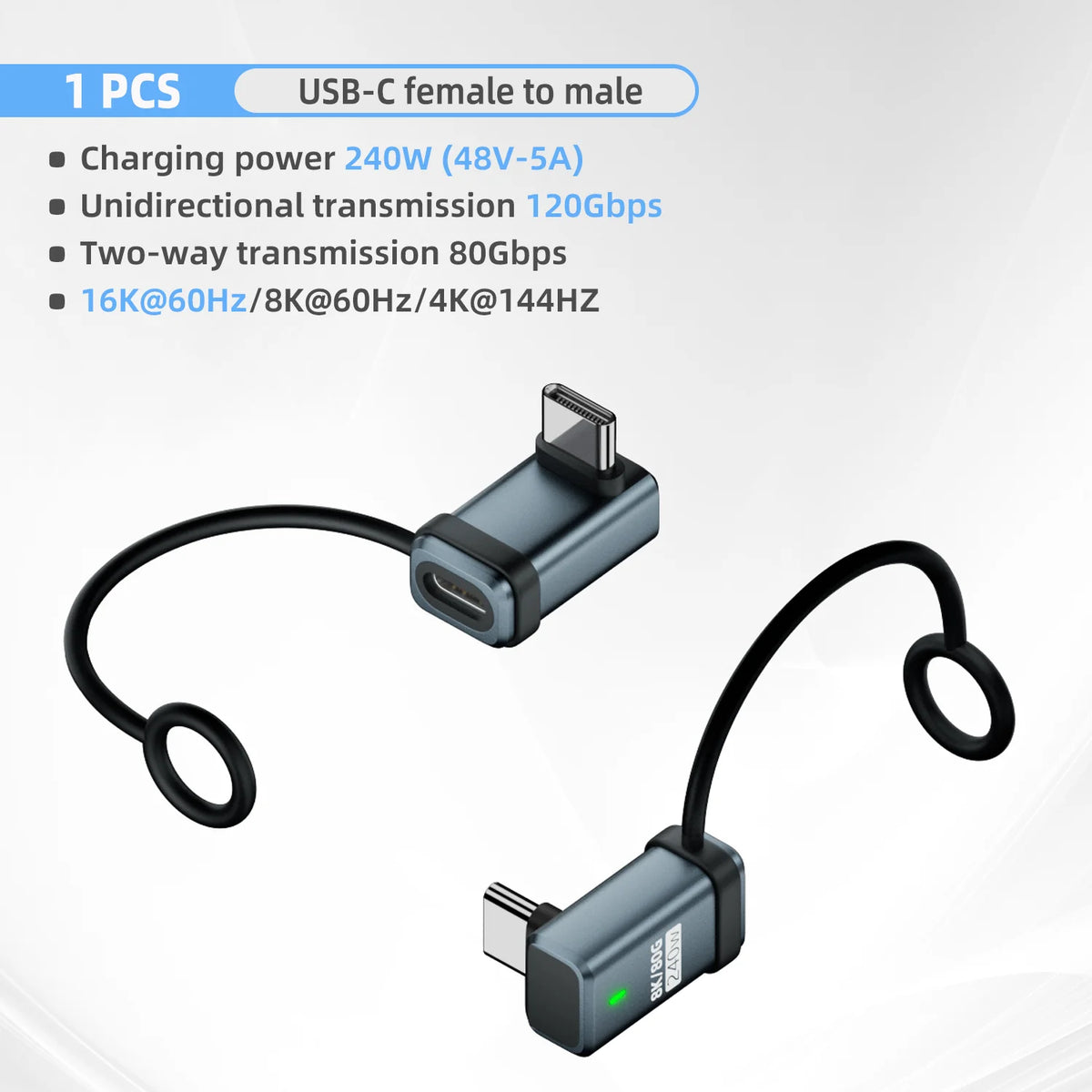USB4 2.0 USB-C Adapter 240W PD 120Gbps 16K@60Hz Converter
