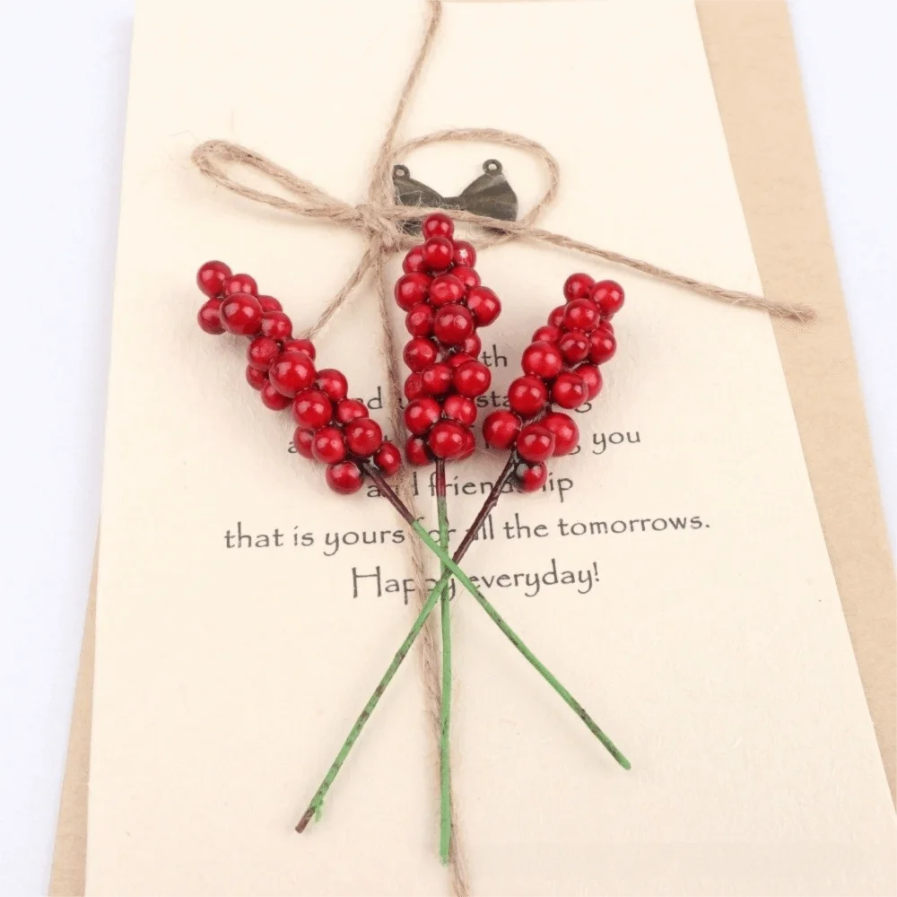 30PCS Red Artificial Berry Picks – Flexible Wire Christmas Decor