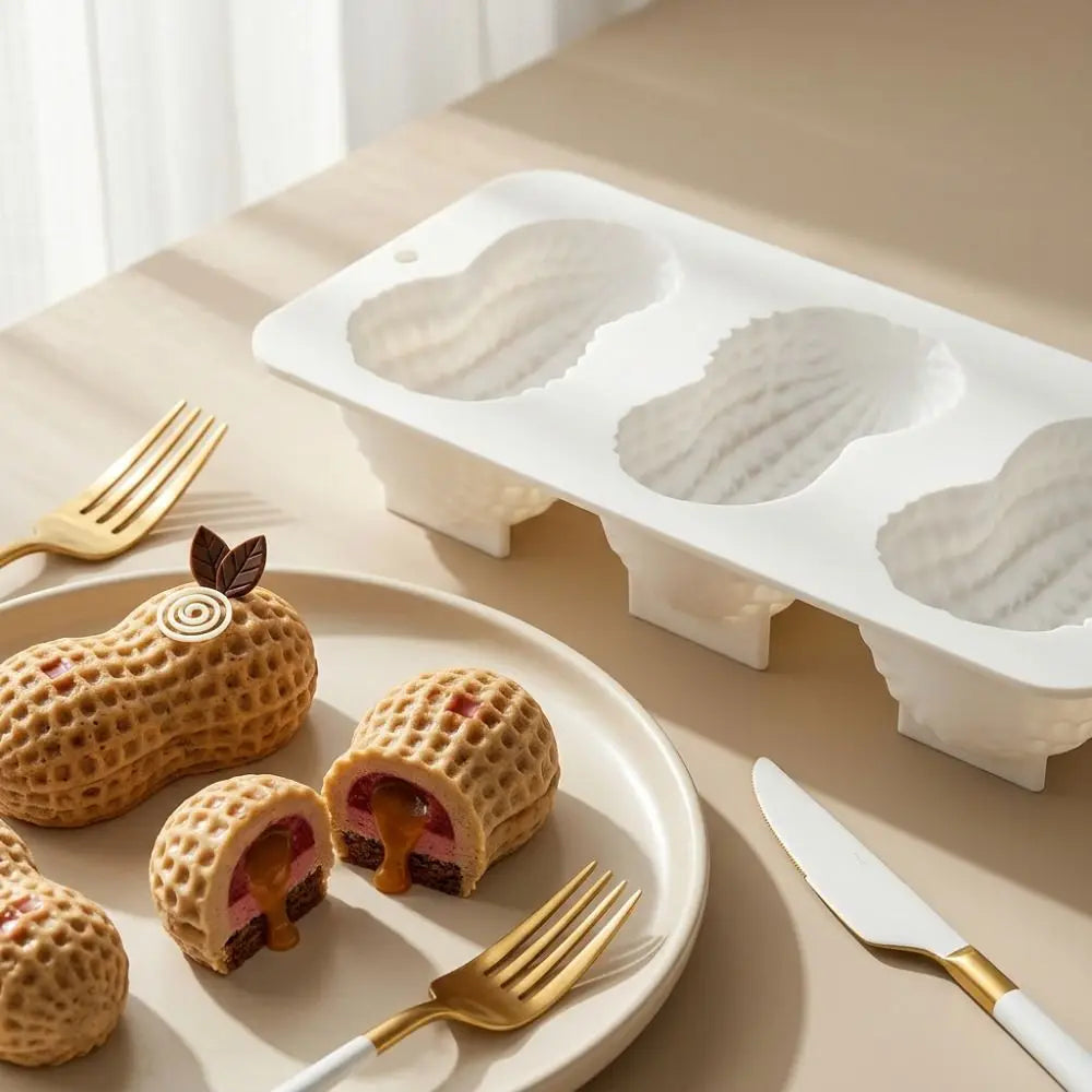 3-Cell Peanut Mousse Cake Mold | Food Grade Silicone Baking