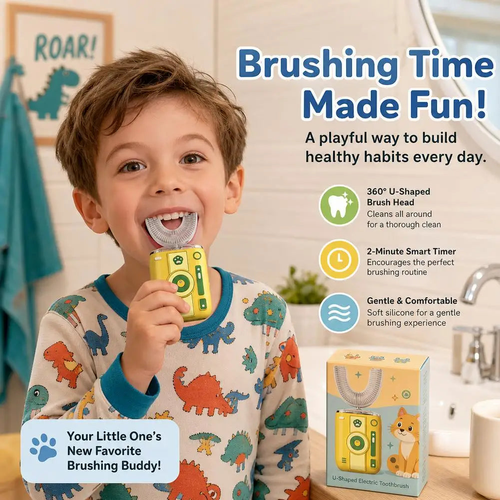 U-Shaped Kids Electric Toothbrush | Silicone, USB Charging