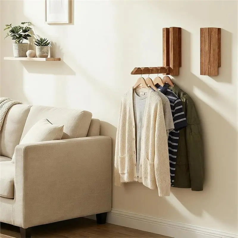 2-Pack Wall Mounted Wood Laundry Drying Rack
