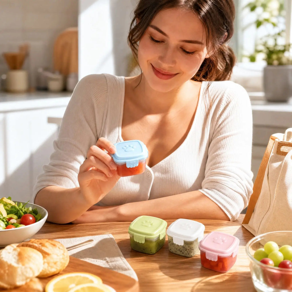 4-Pack Condiment Containers with Lids – Lunch Box Dressing Jars