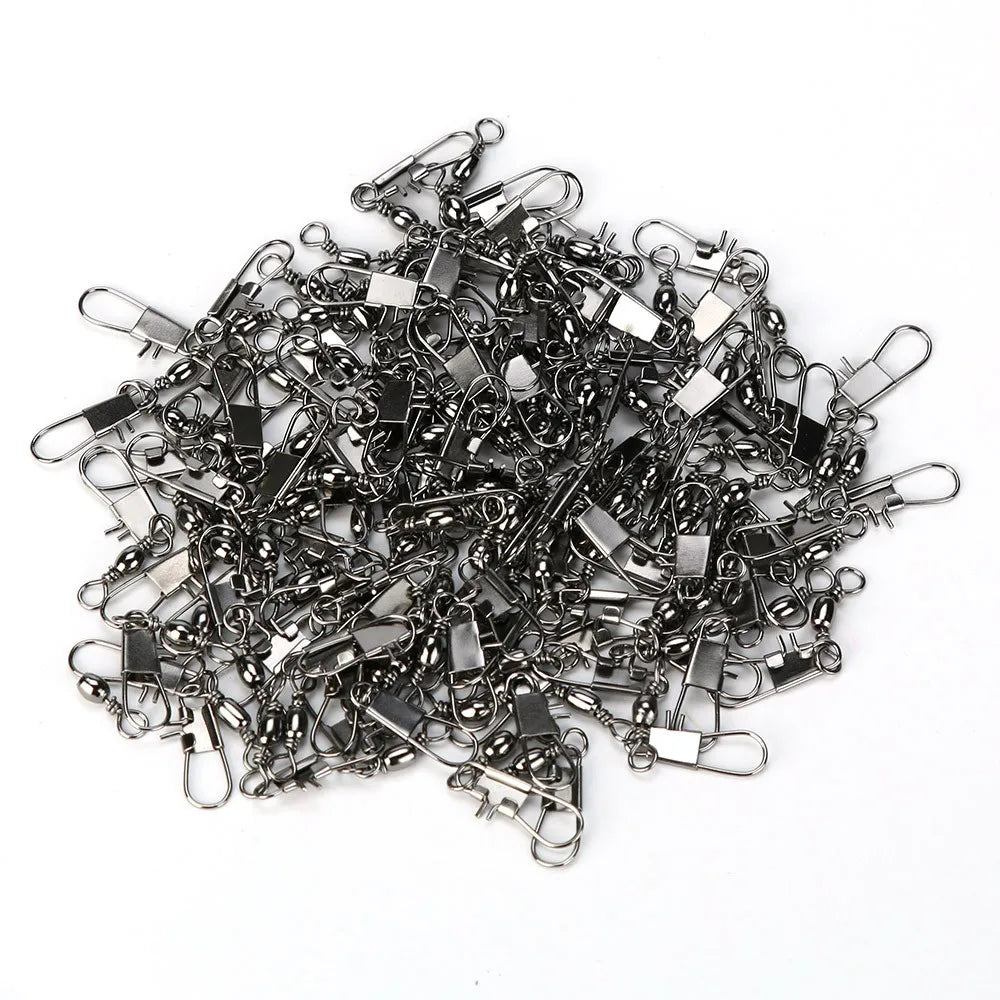 100-Pack Fishing Swivel Snap Connector Rings – Alloy Pin
