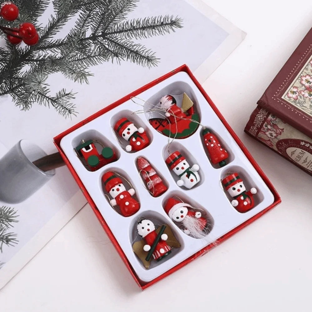 Wooden Christmas Tree Ornaments DIY Hanging Set 10–30 Pcs