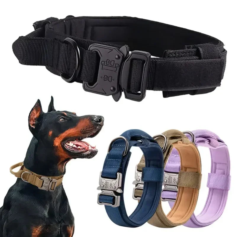Tactical Dog Collar for Medium & Large Dogs – Padded Nylon