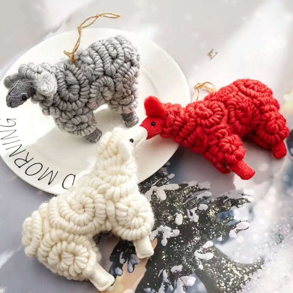 Wool Felt Sheep Christmas Ornament – Handmade Tree Decor