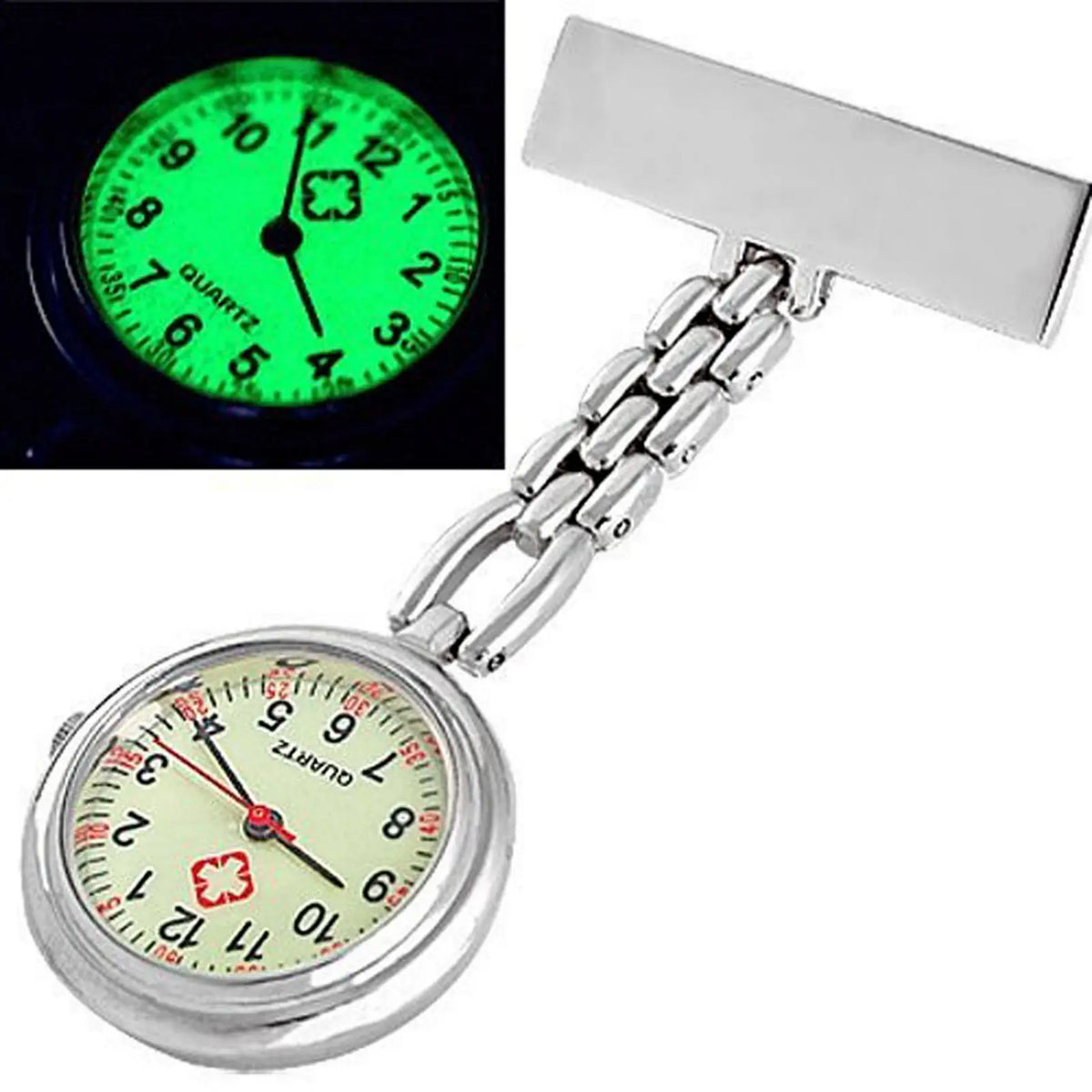Luminous Clip-On Nurse Watch Retractable Fob | Quartz