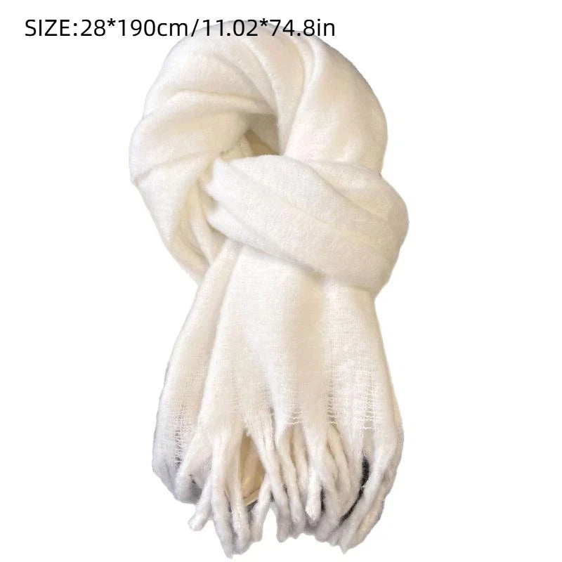 Women's Soft Tassel Shawl Scarf – Fluffy Knit Wrap, 6 Colours