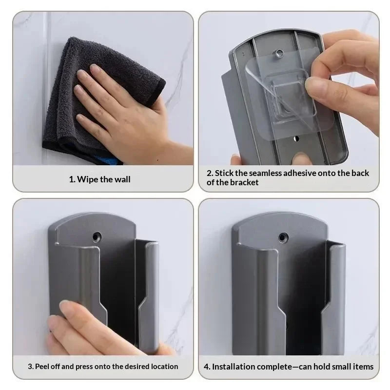 2-Pack No-Drill Wall Remote Control Holder – Adhesive Storage Box