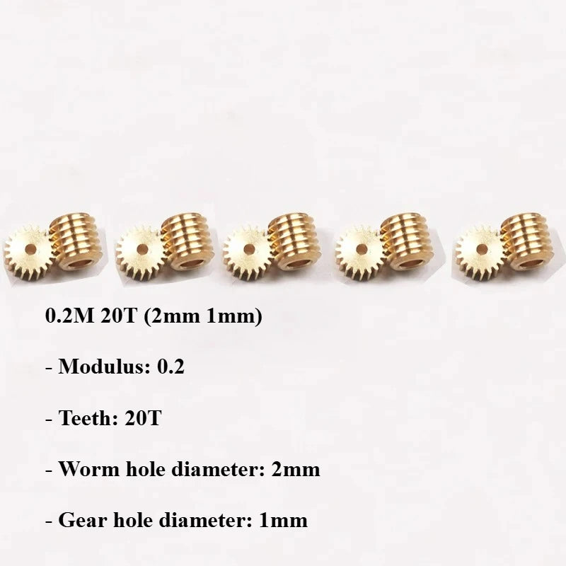 Modulus 0.2 Brass Worm Gear Set 90° Reduction for RC DIY Models