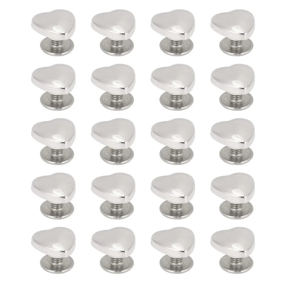 20Pcs 14mm Heart Stud Rivets Gold White Bronze – DIY Leather Craft