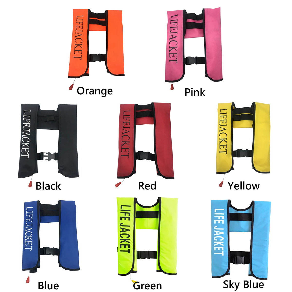 Automatic Inflatable Life Vest with Reflective Strips & Whistle