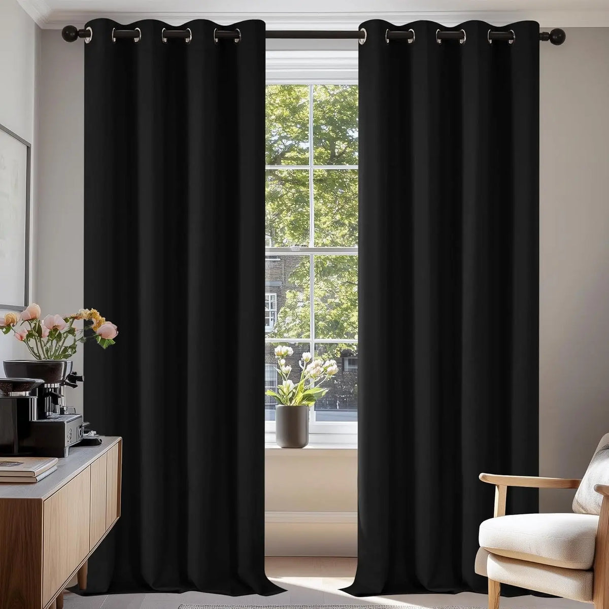 Eyelet Blackout Curtains Thermal Insulated Drapes – 1 Panel