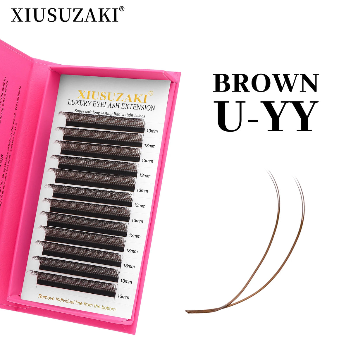 XIUSUZAKI Brown U-Shaped 3D 4D 5D Mink Volume Fan Lash Extensions