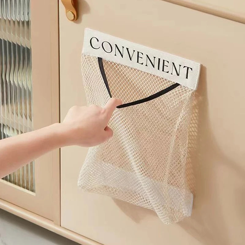 Wall Mount Mesh Grocery Bag Holder & Plastic Bag Dispenser