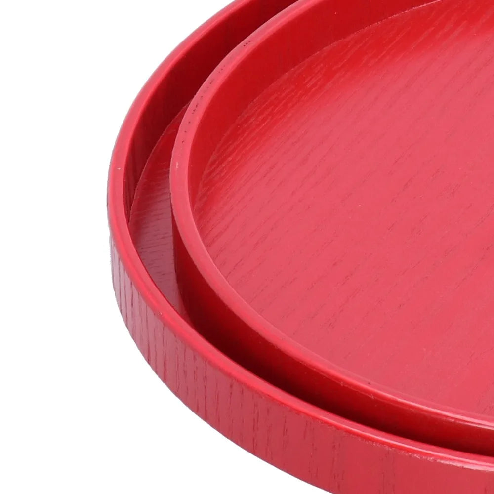 2-Pack Solid Wood Round Serving Trays – Snack & Drink Platters