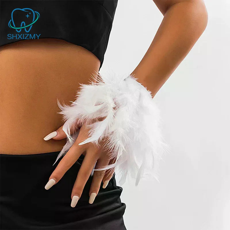 Colorful Feather Cuff Wristband – Nail Art Manicure Photo Prop