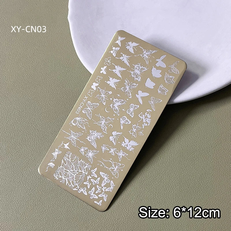 Nail Stamping Plates 12x6cm Butterfly Flower Cat Designs