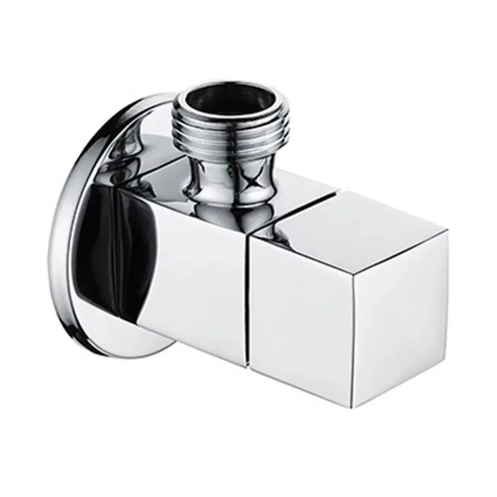 Solid Brass G1/2" Angle Valve – Square Design Silver & Black