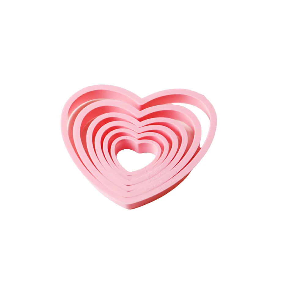 Pink Heart Star Flower Cookie Cutter Molds – Baking Set