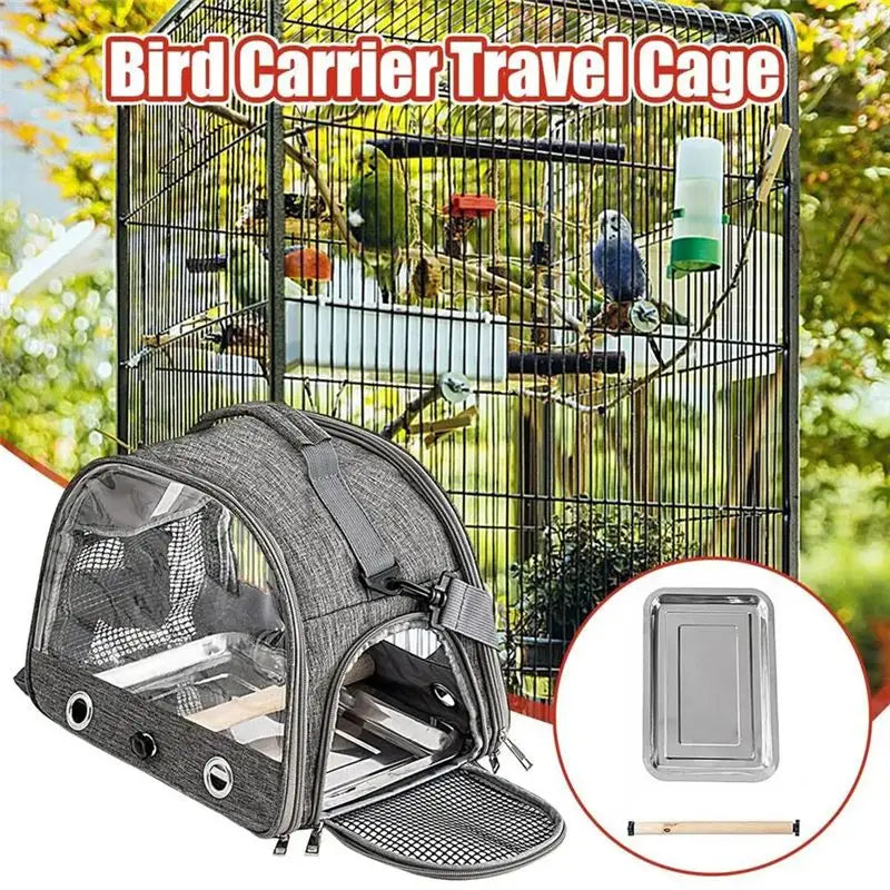 Portable Bird Carrier Backpack Travel Cage for Parrots & Small Birds