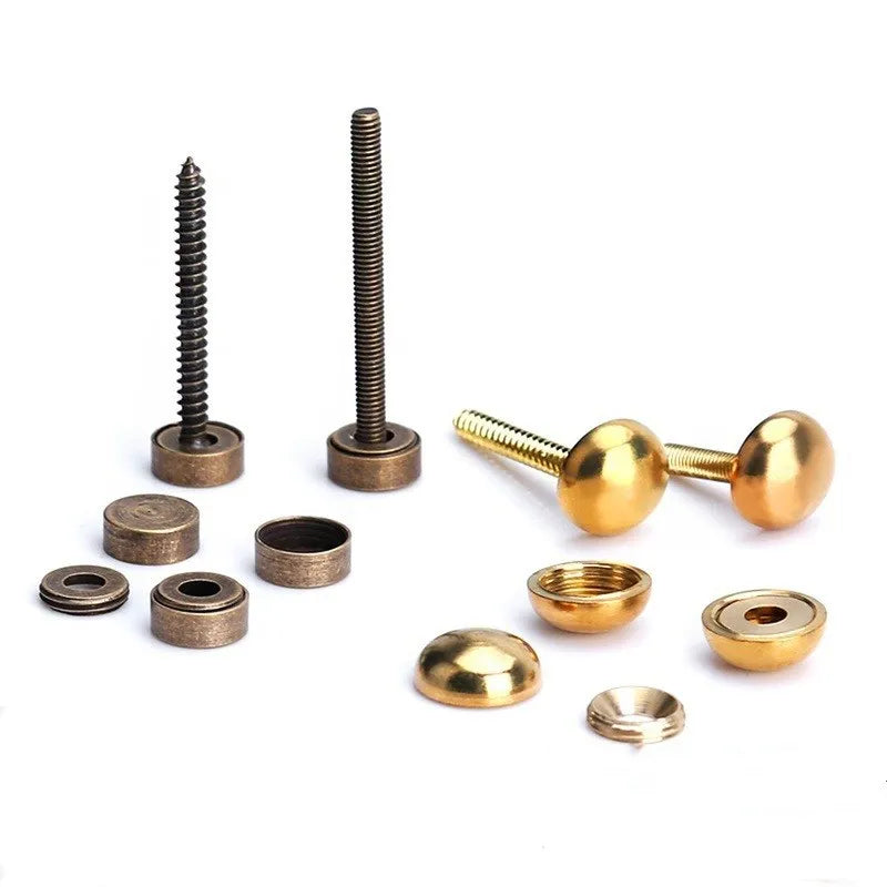 8-Pack Brass Decorative Screw Caps – Antique Copper Mirror Fix