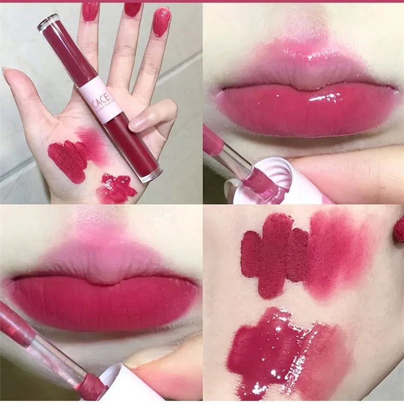 6-Color Matte Velvet Double-Head Liquid Lipstick & Lip Glaze
