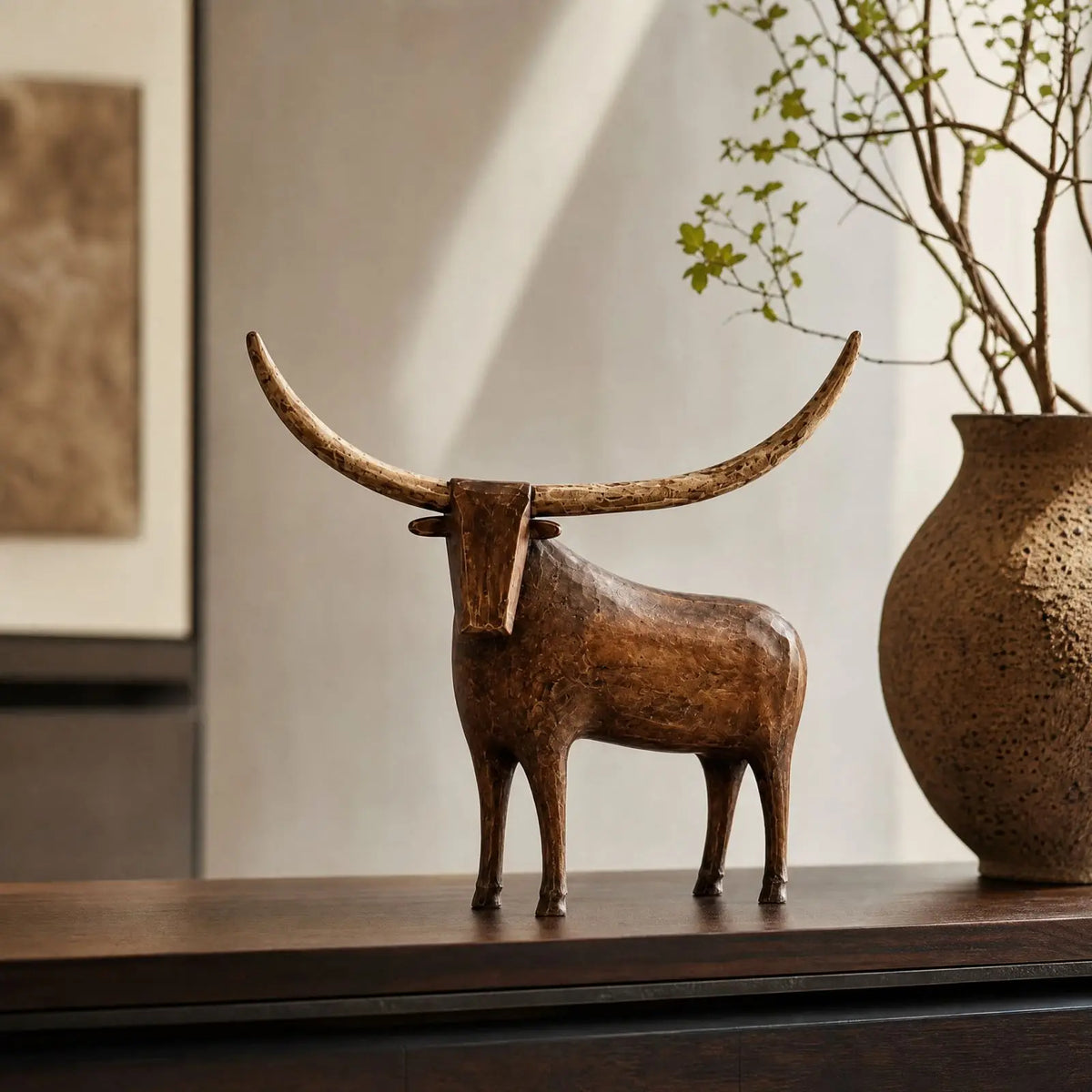 Vintage Cow Statue Sculpture – Western Home Decor