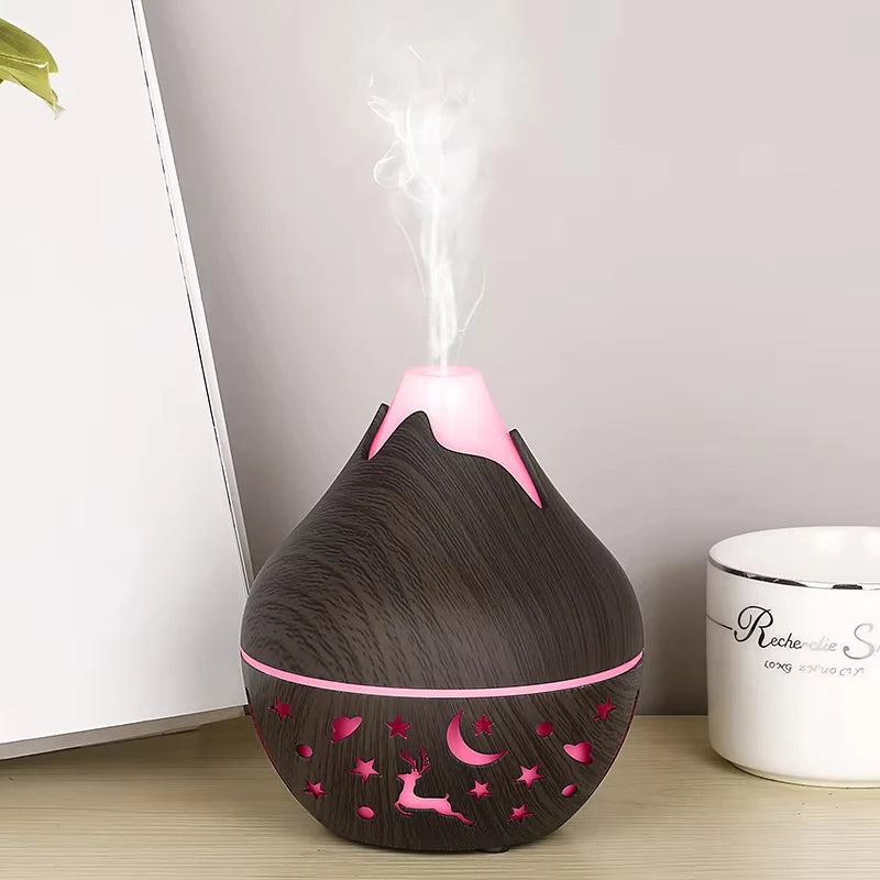 USB Cool Mist Aroma Diffuser & Humidifier 200ml Wood Grain
