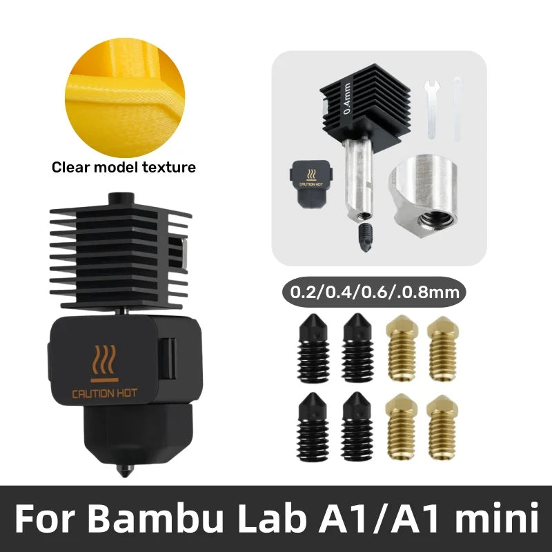 Bambu Lab A1 Mini Hotend Kit – Hardened Nozzles 0.2–0.8mm