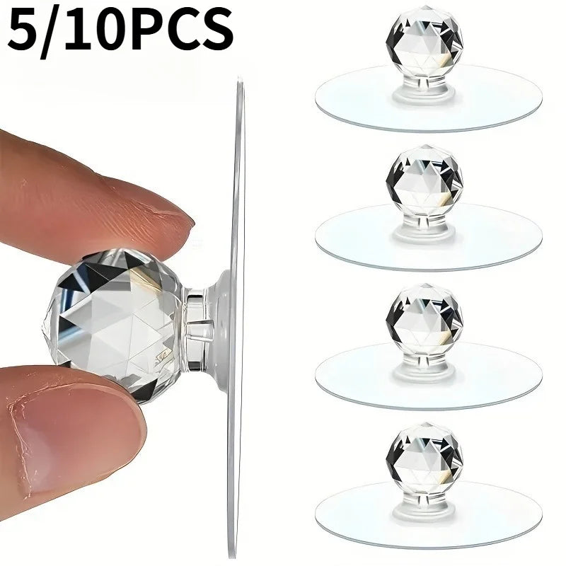 Crystal Ball Self-Adhesive Cabinet Drawer Handles 5/10 Pack