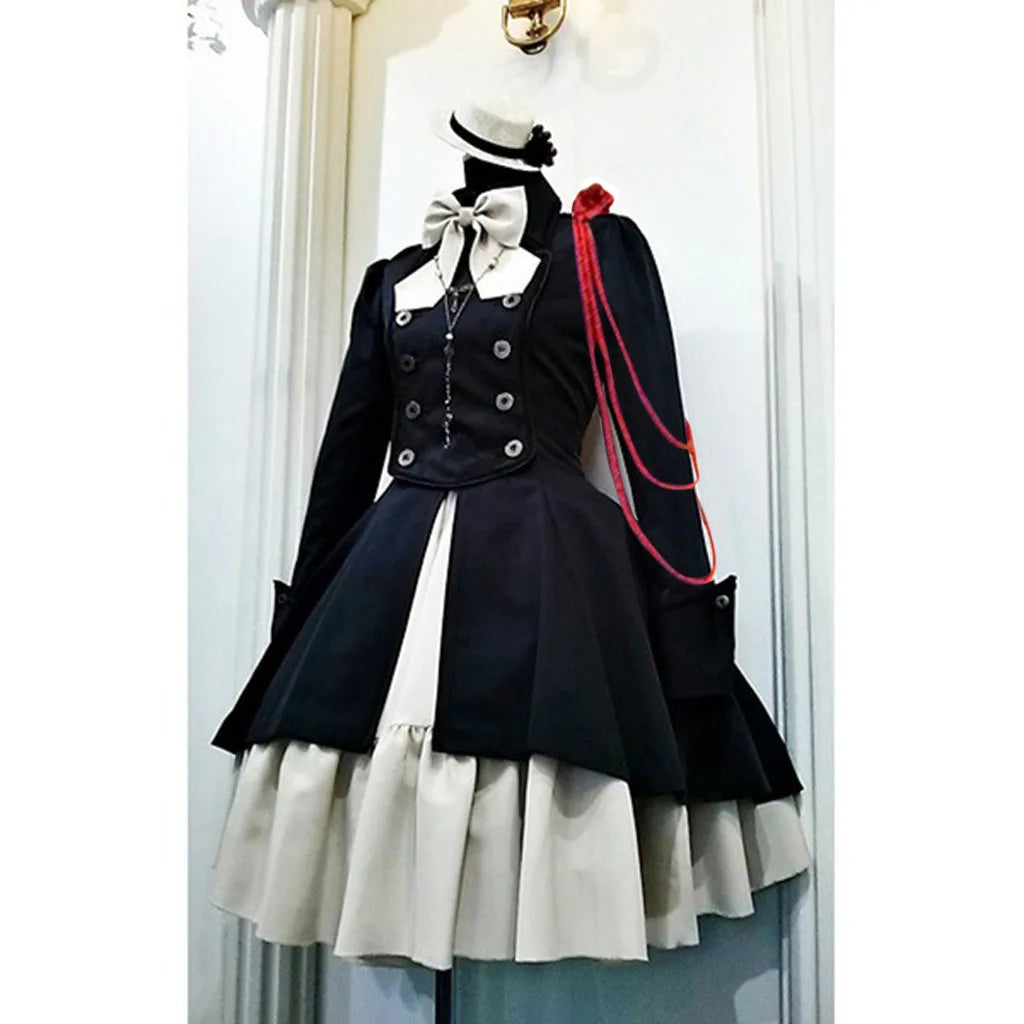 Medieval Gothic Lolita Dress – Vintage Lace-Up Ruffle Costume