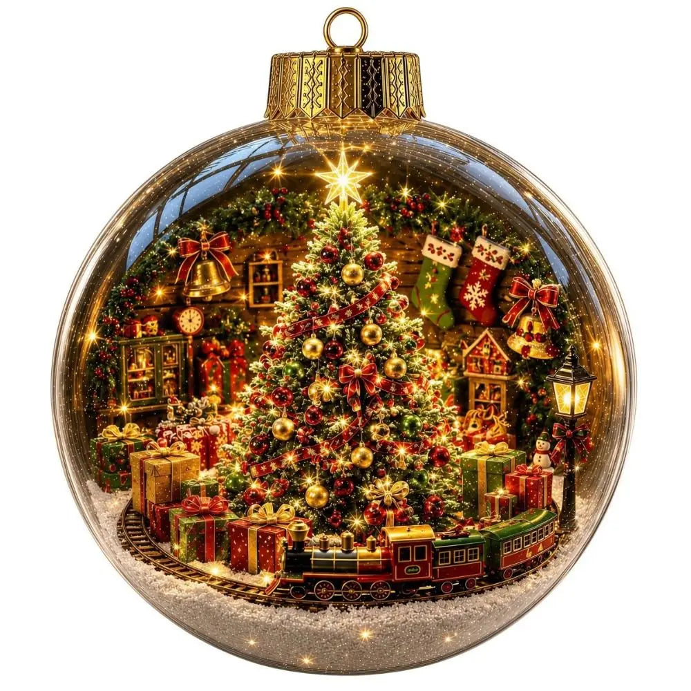 Light-Up Acrylic Christmas Ball Ornament – Santa Claus