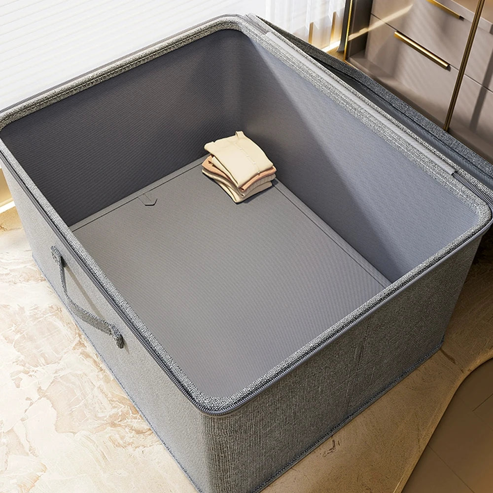Foldable Clothes Storage Box with Lid & Zipper – Large Capacity