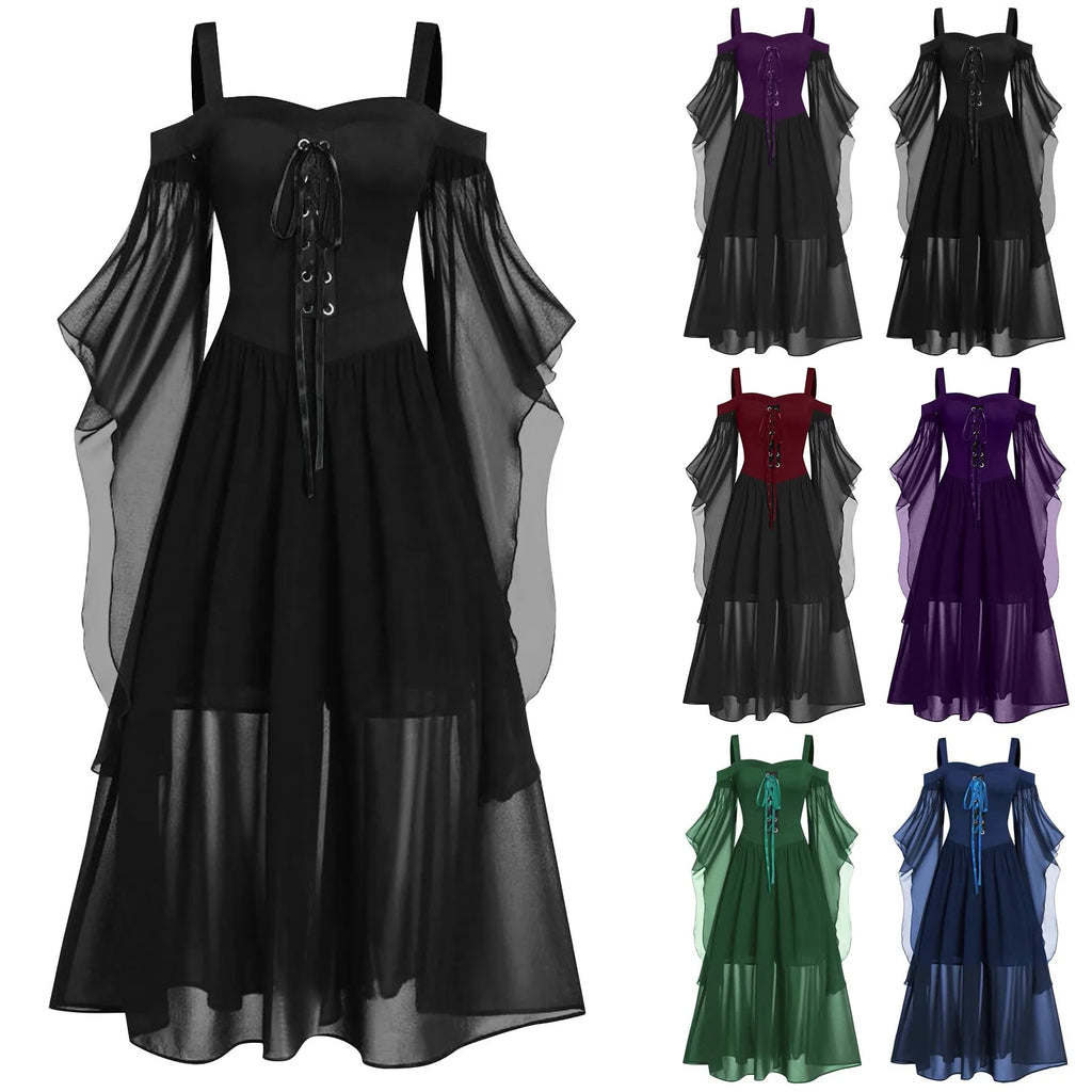 Women's Plus Size Medieval Witch Gothic Halloween Dress