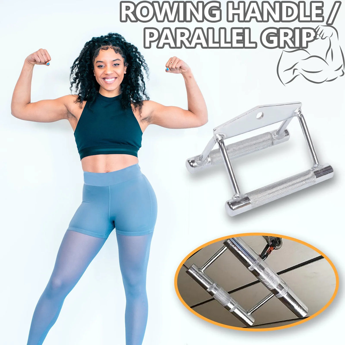 Parallel Grip Rowing Handle – Cable Machine Pull Bar Attachment