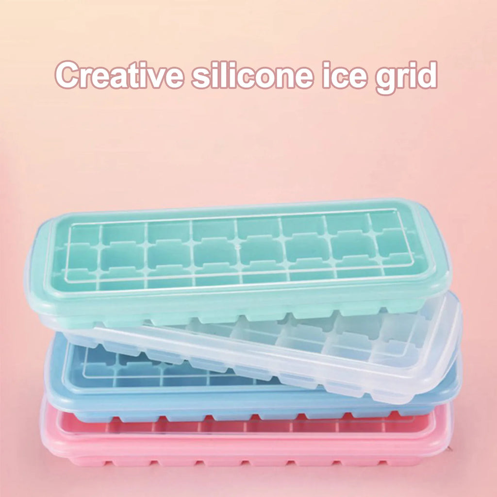 Silicone Ice Cube Tray with Lid – 24 Cubes Easy-Release Mold