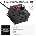 AC Motor Speed Controller 120V SCR Variable Fan Speed Regulator