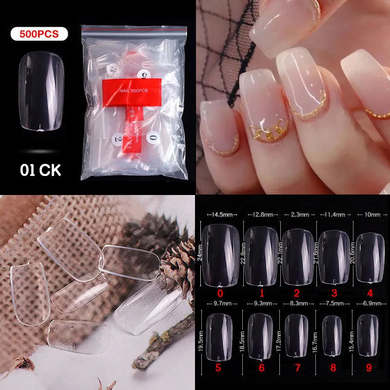 500pcs French Acrylic Nail Tips – Coffin Stiletto Full/Half Cover