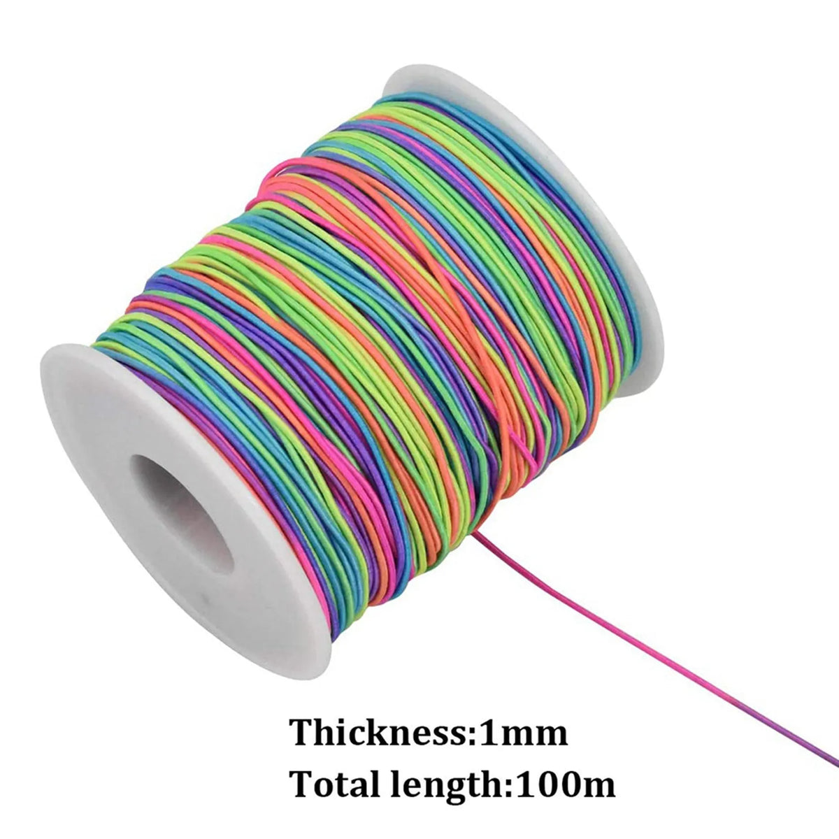 Rainbow Elastic Beading Cord 1mm 100m Roll – 2 Pack | VIBE