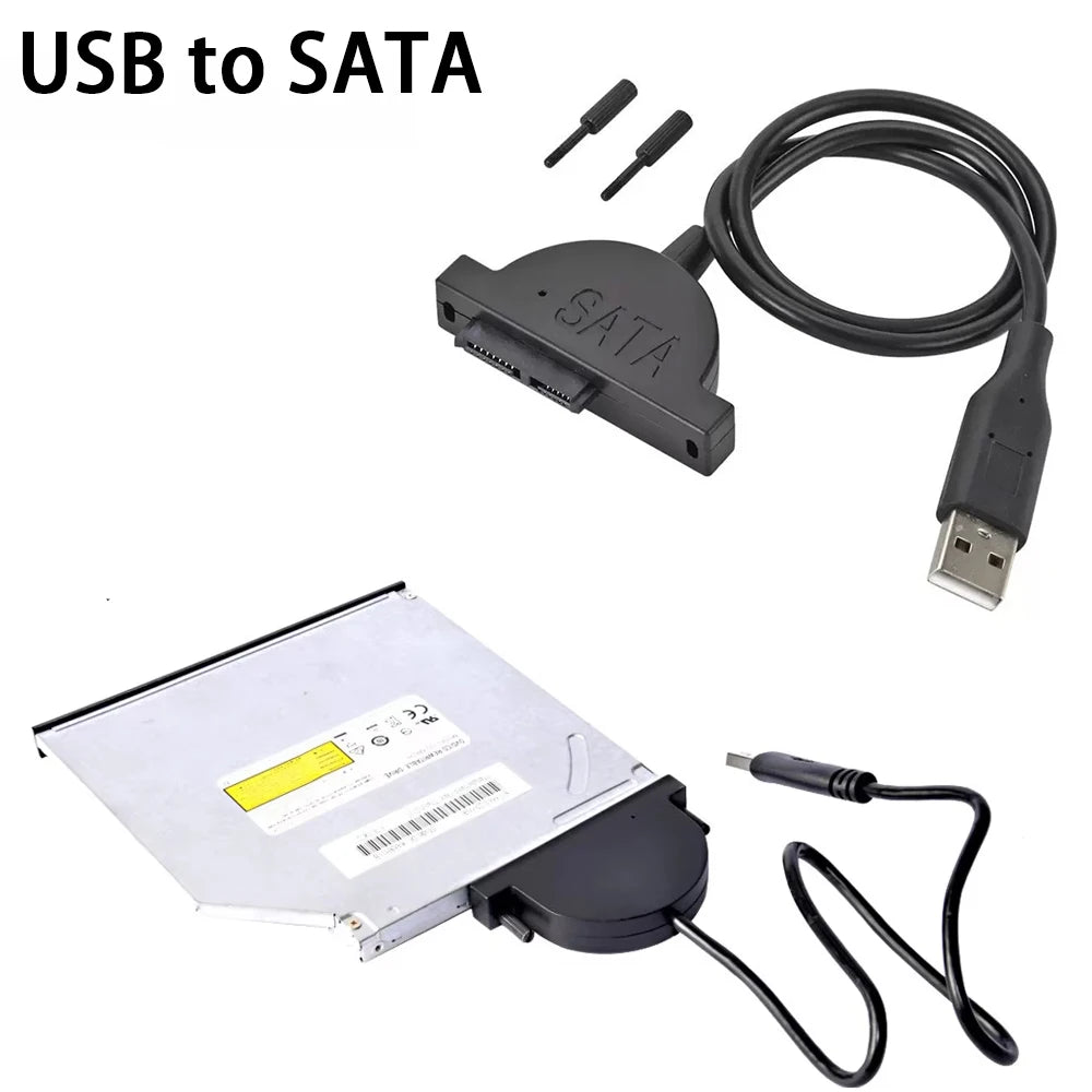 USB 2.0 SATA 13-Pin Optical Drive Adapter Cable for Laptop